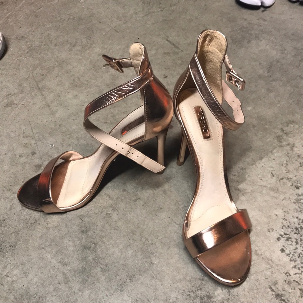 Rosy Gold Topshop strappy Heels